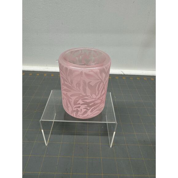 Scentsy Wispy Willow Mini Warmer Pink Frosted Glass with Leaves New Open box - Picture 2 of 9